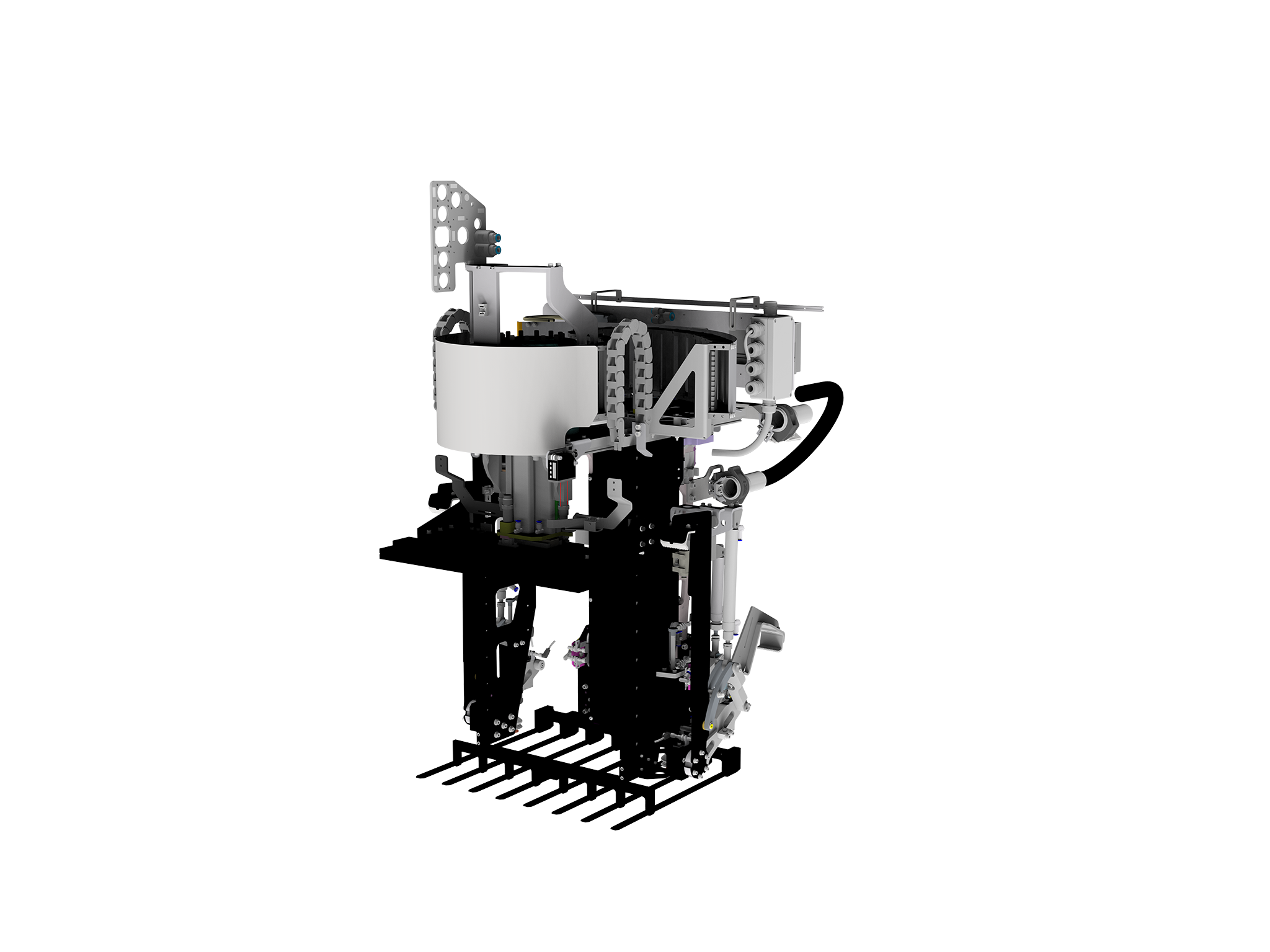 Rendering 3-model palletizing gripper in the final expansion stage, fully equipped