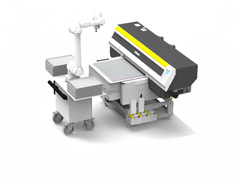 3D rendering of the flexible tray stacking module from fpt robotics based on cobot integration